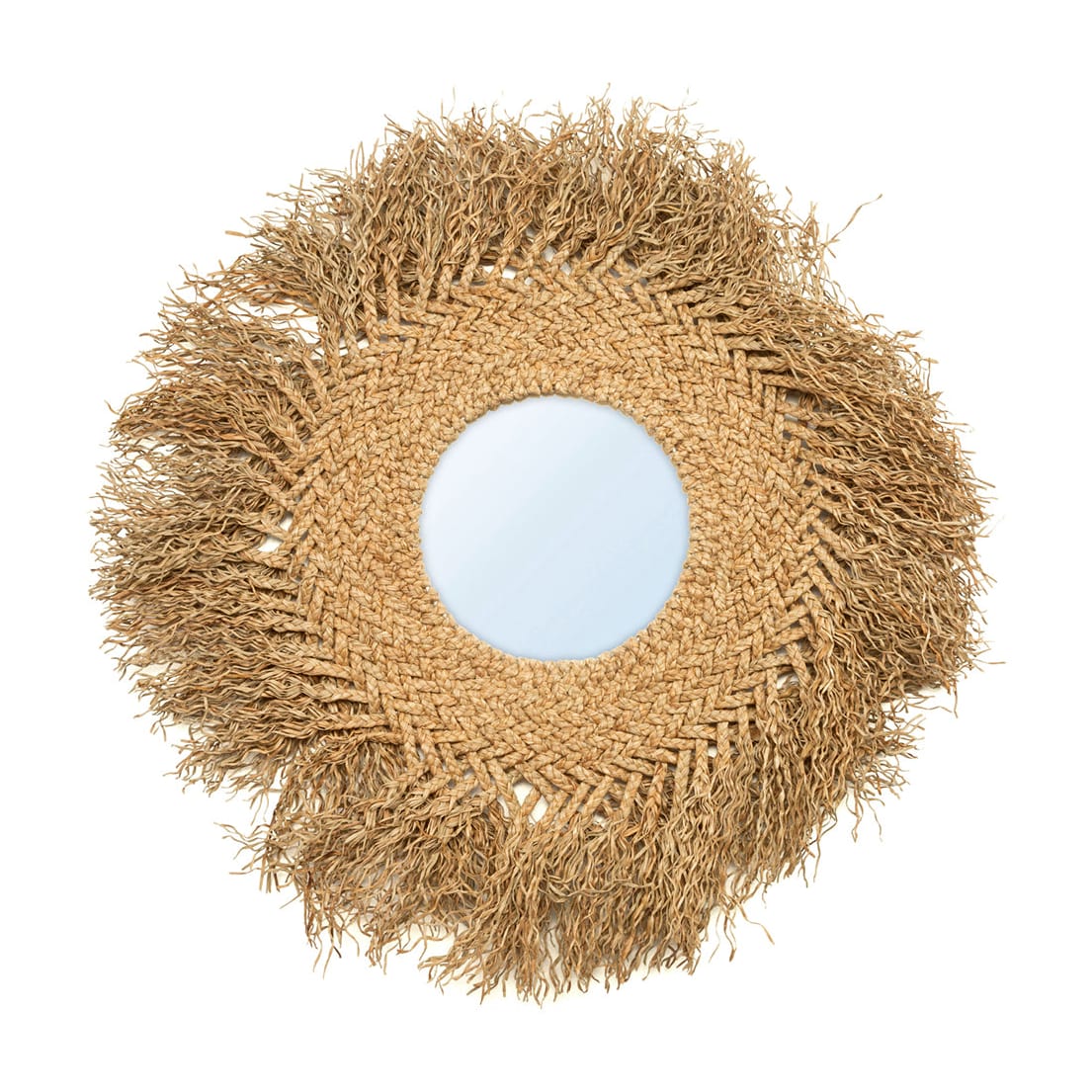 Miroir rond en fibre naturelle marron 5cm Early Monday - Bazar Bizar