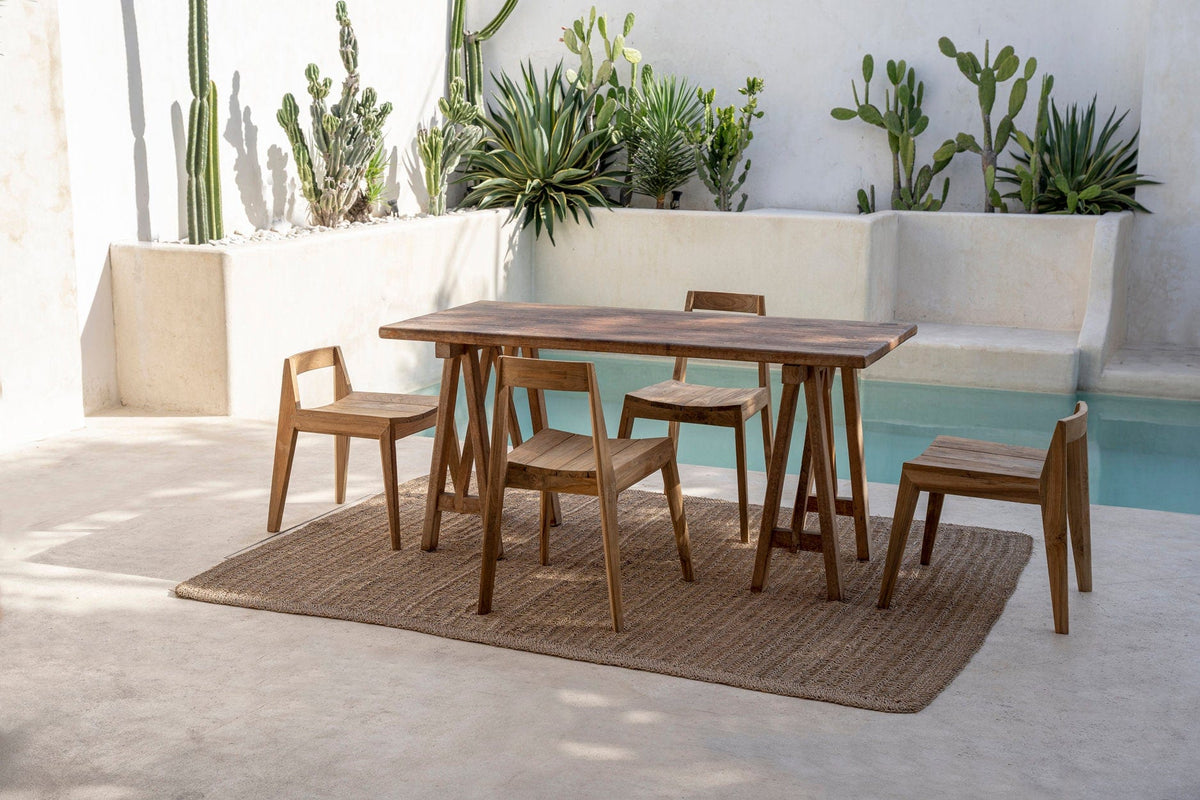 Chaise de jardin en bois de teck massif recyclé naturel 53x55x79cm Paxi - Bazar Bizar — vue 3