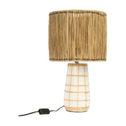 Lampe de table en terre cuite blanche et abat-jour en rotin naturel tressé 51cm Molokai - Bazar Bizar