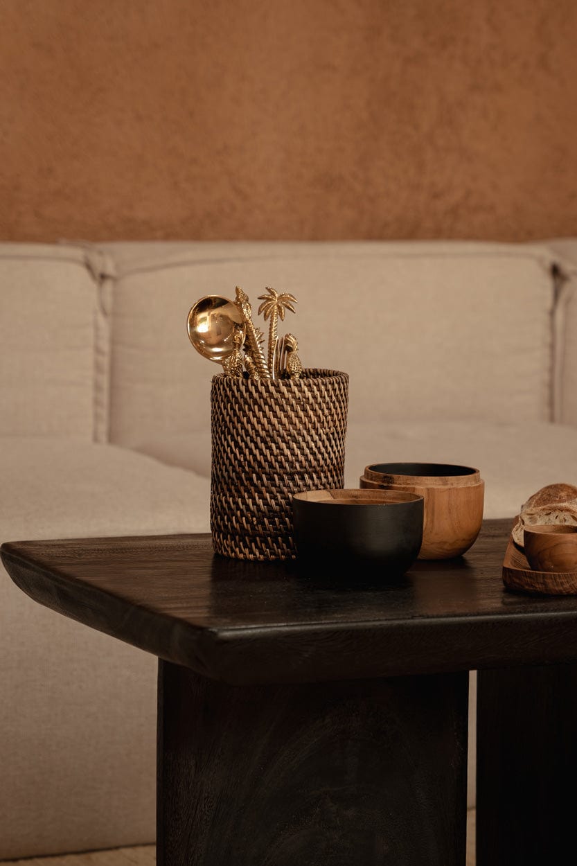 Table basse rectangulaire en bois de manguier massif noir 100x50x45cm Obsidian - Bazar Bizar — vue 2