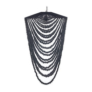 Lustre en perles de bois noir 47cm Wooden Bead - Bazar Bizar