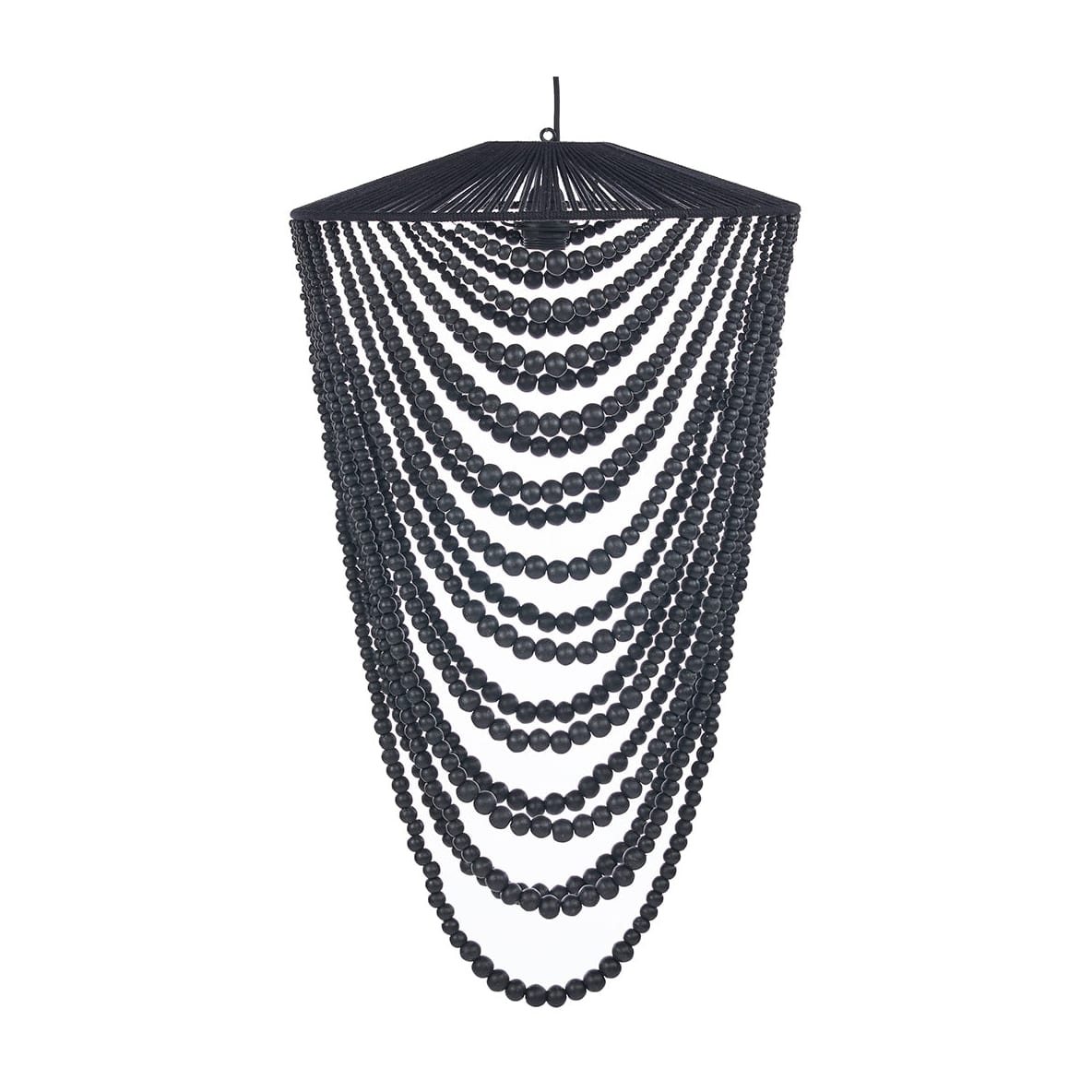 Lustre en perles de bois noir 47cm Wooden Bead - Bazar Bizar