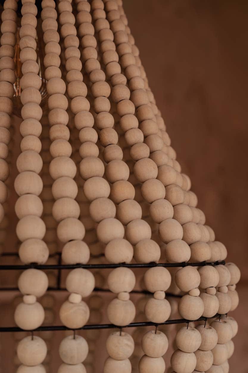 Lustre en perles de bois naturel 40cm Teardrop - Bazar Bizar — vue 7