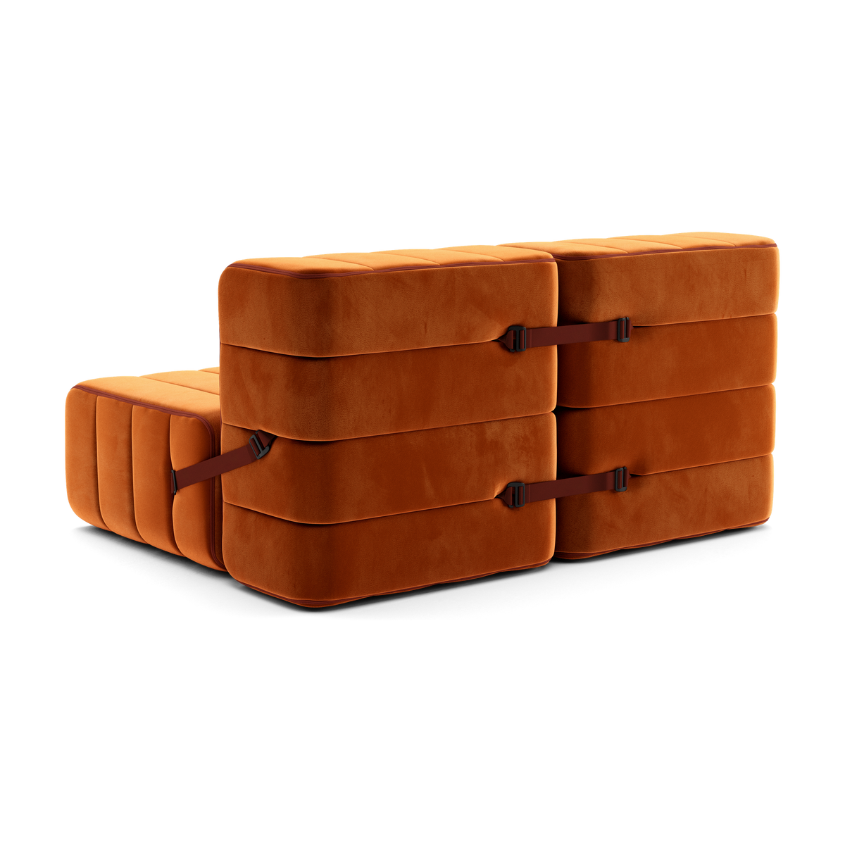 Canapé 2 places en tissu velours Barcelone rouge 136x102x68cm Curt - Ambivalenz — vue 4