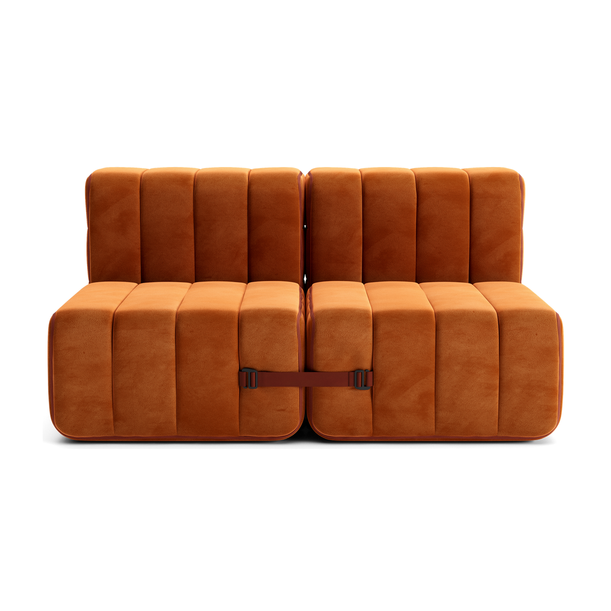 Canapé 2 places en tissu velours Barcelone rouge 136x102x68cm Curt - Ambivalenz — vue 5