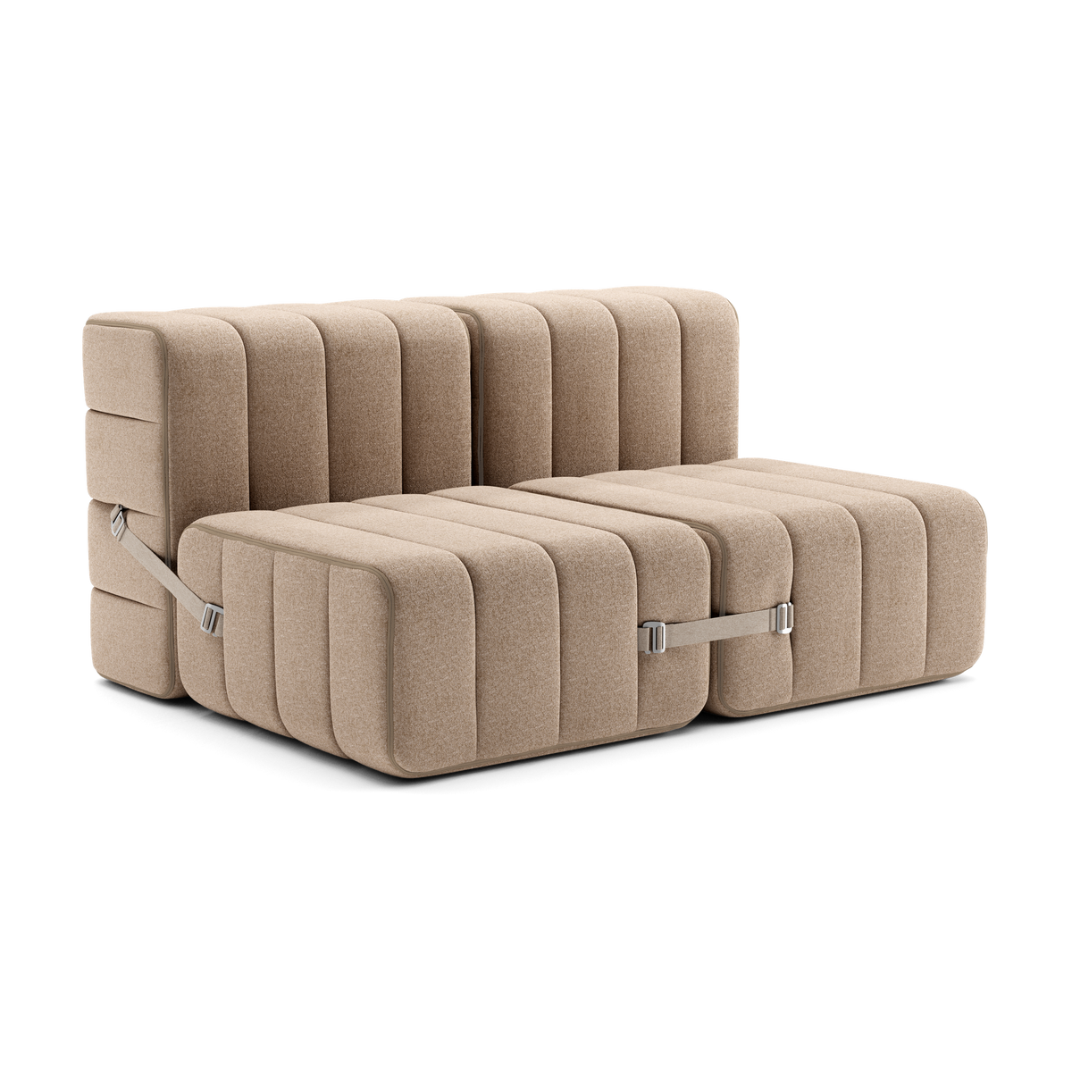 Canapé 2 places en tissu Dama en laine recyclée beige 136x102x68cm Curt - Ambivalenz