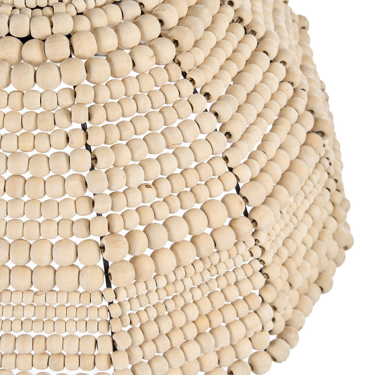 Suspension en perles de bois beige et métal 48cm Wooden Bead Dome - Bazar Bizar — vue 6