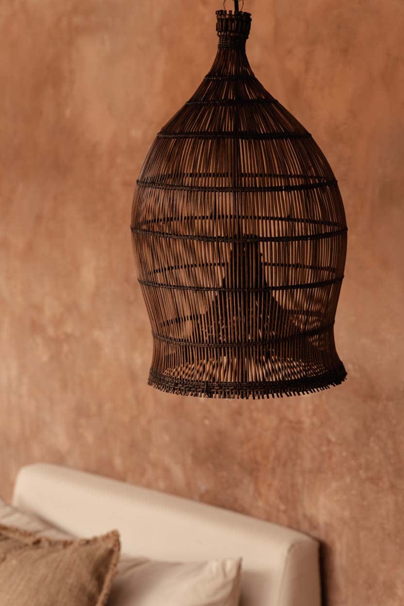 Suspension en bambou tressé brun foncé 30cm Woven Bell - Bazar Bizar — vue 4