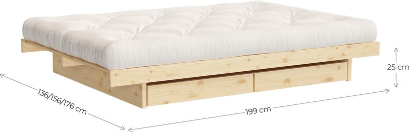 Sommier avec 4 tiroirs en pin naturel 160x200cm Kanso - Karup Design - The Cool Republic