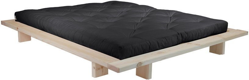 Sommier en bois brut et matelas Comfort noir 140x200 Japan - Karup Design - The Cool Republic
