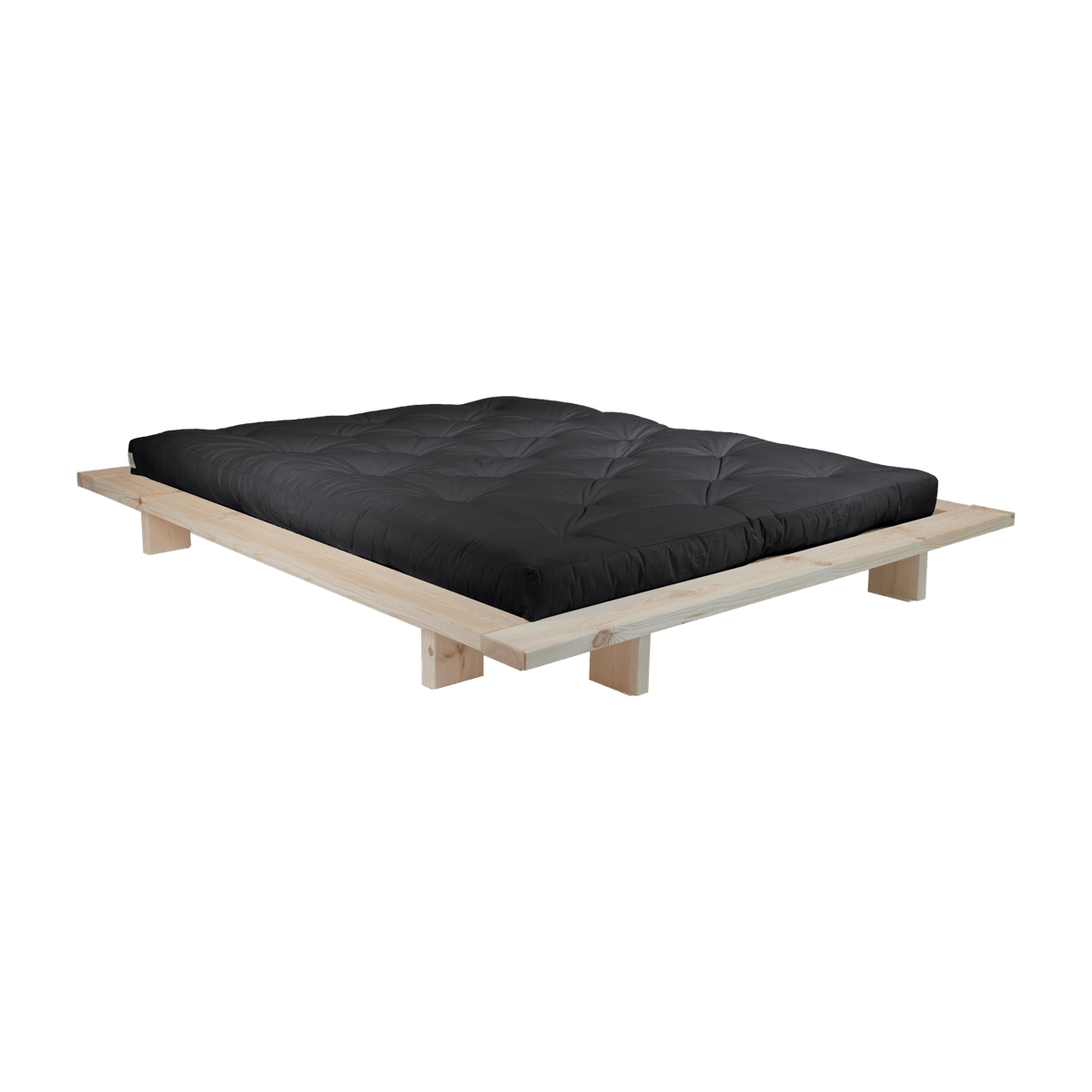Sommier en bois brut et matelas Double Latex noir 140x200 Japan - Karup Design - The Cool Republic