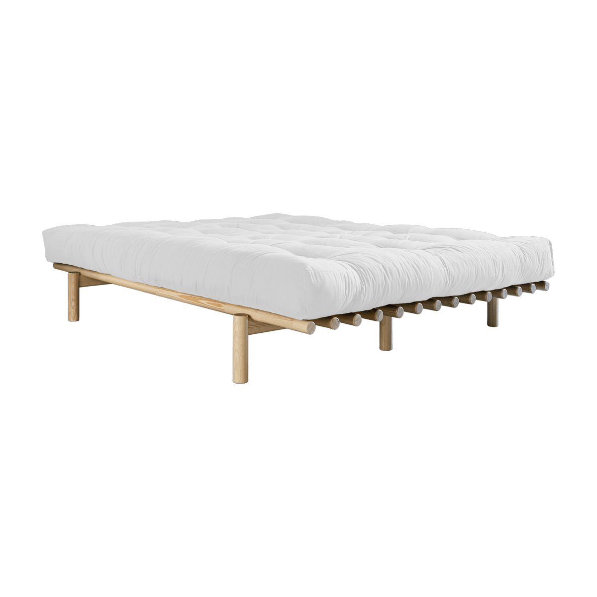 Sommier en bois clair et matelas Comfort naturel 140x200 Pace - Karup Design - The Cool Republic