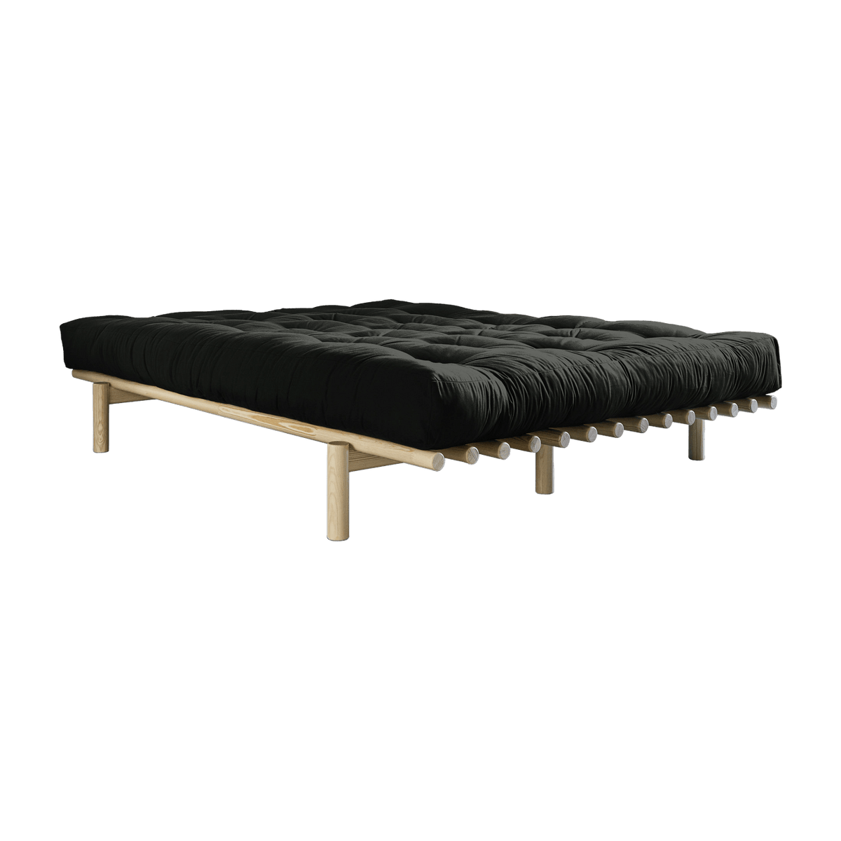 Sommier en bois clair et matelas Comfort noir 180x200 Pace - Karup Design - The Cool Republic