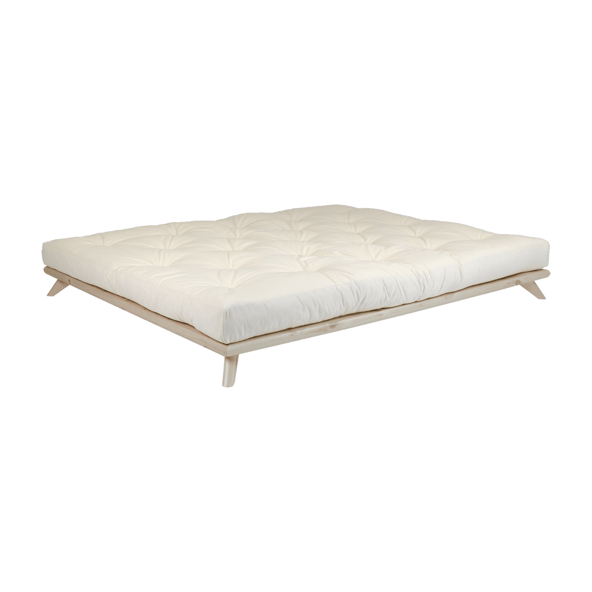 Sommier en bois clair et matelas écru 140x200cm Senza Double latex - Karup Design - The Cool Republic