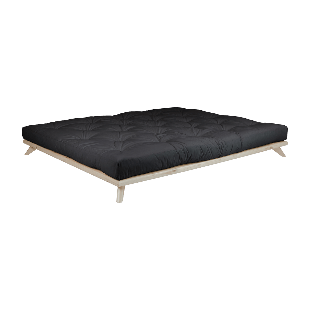 Sommier en bois clair et matelas noir 160x200cm Senza Comfort - Karup Design - The Cool Republic