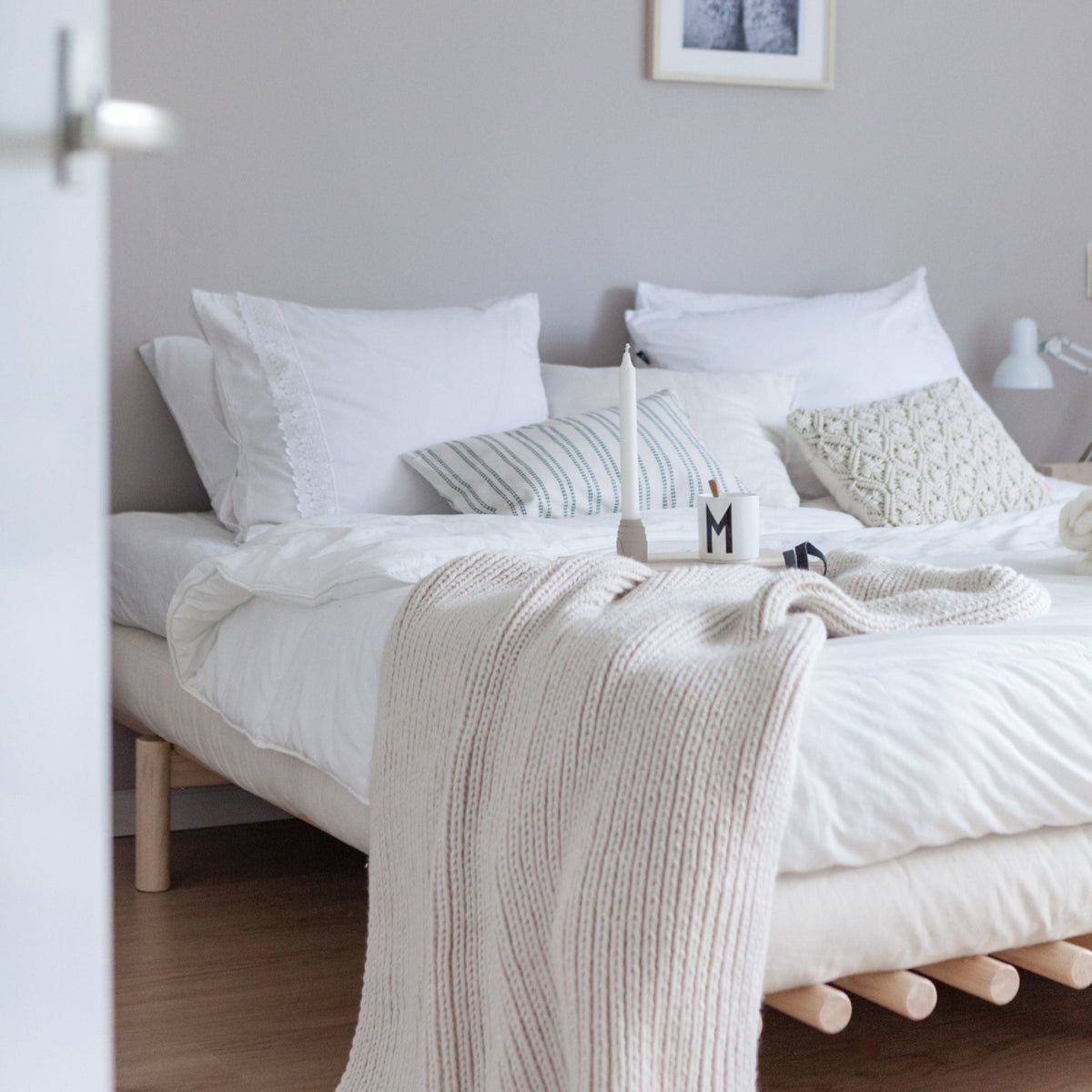Sommier en bois naturel et matelas Double Latex naturel 180x200 Pace - Karup Design - The Cool Republic