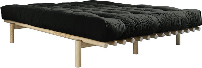 Sommier en bois naturel et matelas Double Latex noir 180x200 Pace - Karup Design - The Cool Republic