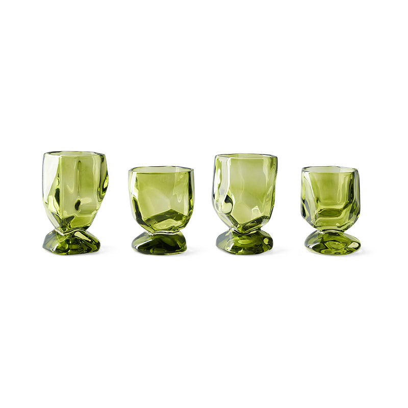 4 Emerald green glass wine glasses 230ml Glasses - HKLIVING