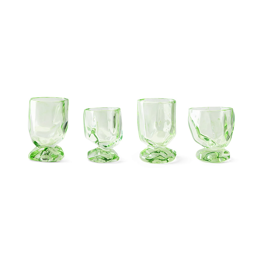 4 كؤوس نبيذ زجاج أخضر بيريدوت 230 مل Glasses - HKLIVING