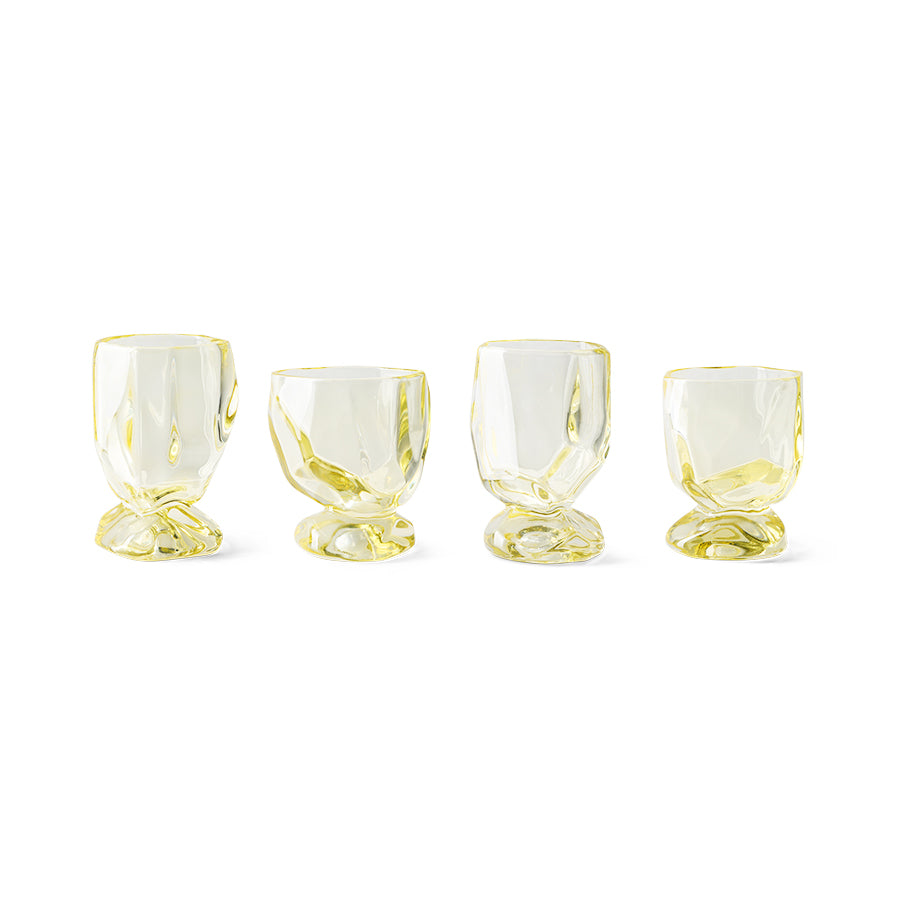 4 Citrine yellow glass wine glasses 230ml Glasses - HKLIVING
