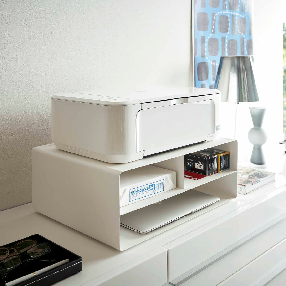 Support pour imprimante blanc Tower - Yamazaki - The Cool Republic