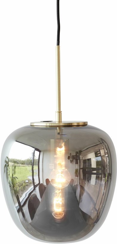 Suspension 30 cm en verre et laiton effet miroir - Hübsch - The Cool Republic