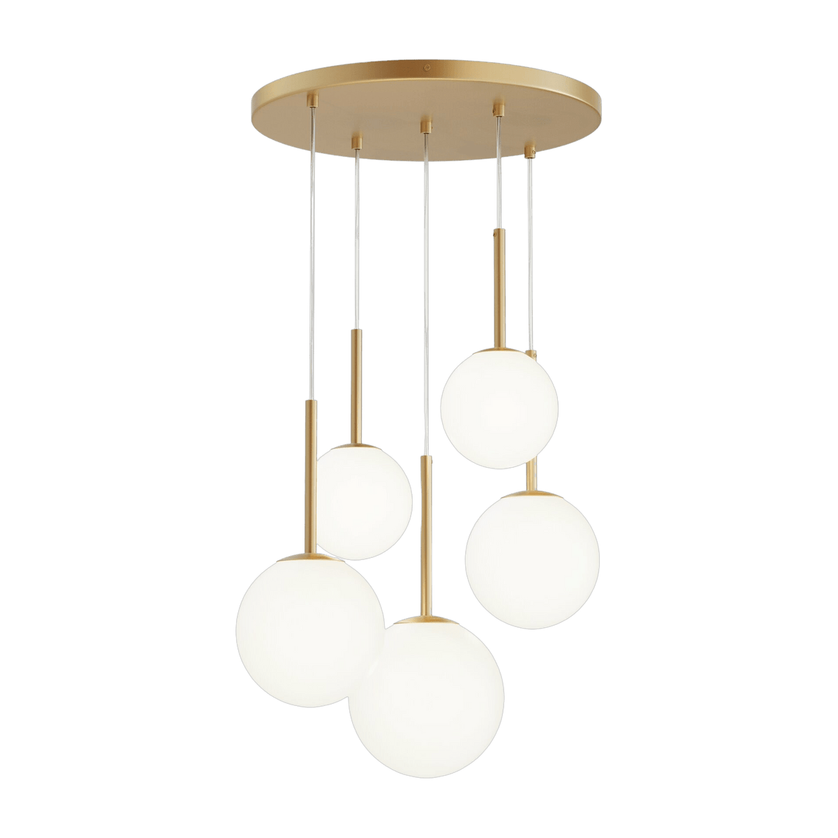 Suspension à 5 globes en verre et métal doré 180 cm Basic form - Maytoni - The Cool Republic