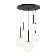 Suspension à 5 globes en verre et métal noir 180 cm Basic form - Maytoni - The Cool Republic