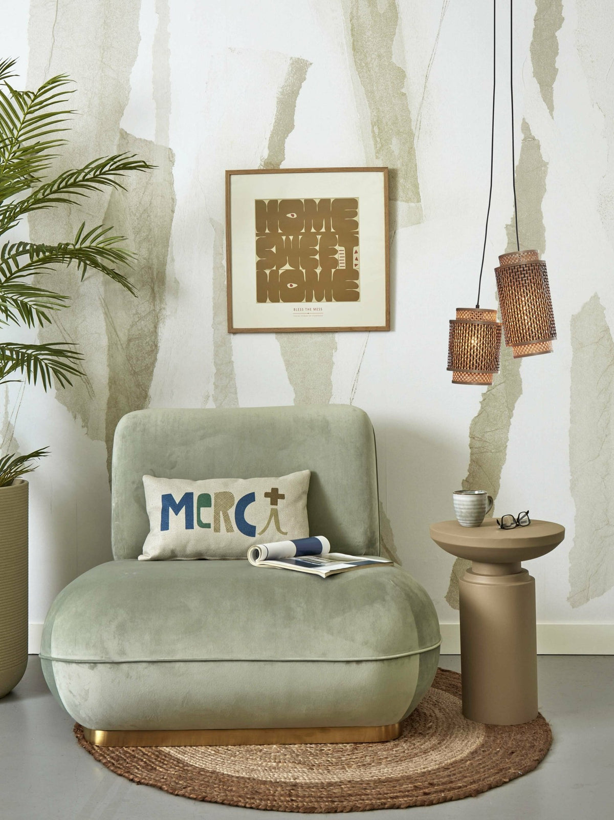 Hanging Lamp Bhutan Bamboo/2-Shades Mix H.25+35Cm Bl/Natural - Good & Mojo - The Cool Republic