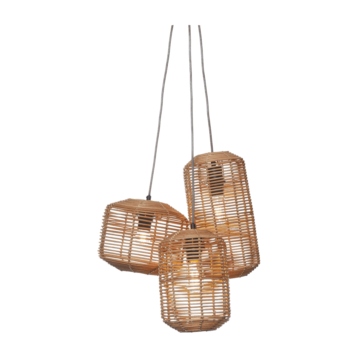 Suspension avec 3 abat-jours en rotin naturel 18x25 cm Tanami - Good & Mojo - The Cool Republic