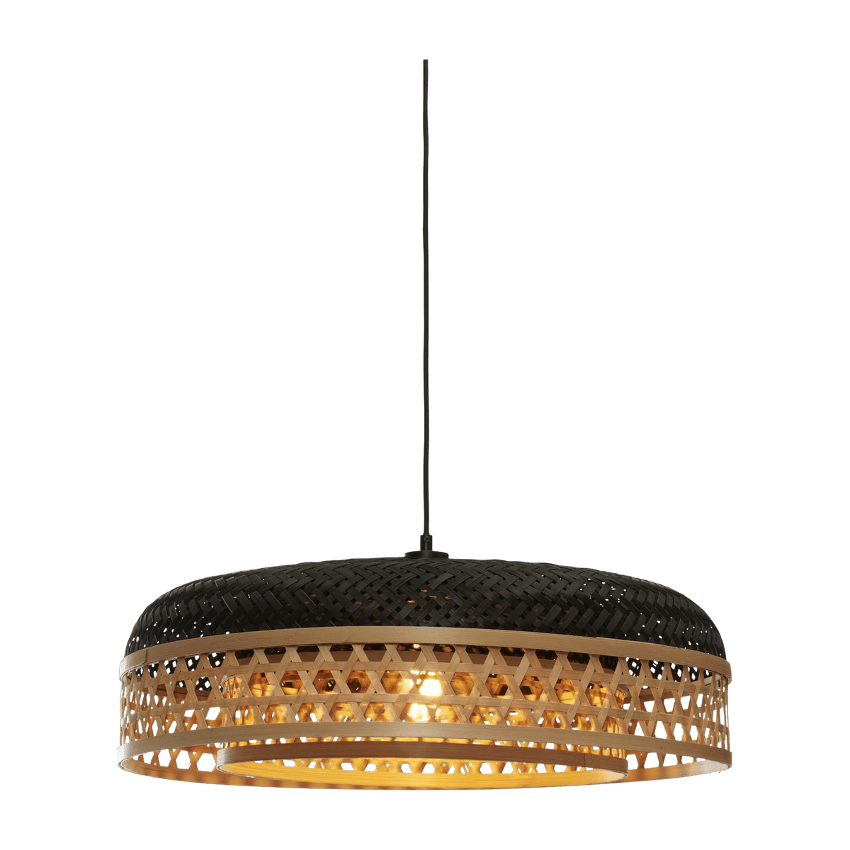 Suspension avec abat-jour en bambou noir et naturel 60x18 cm Ubud - Good & Mojo - The Cool Republic