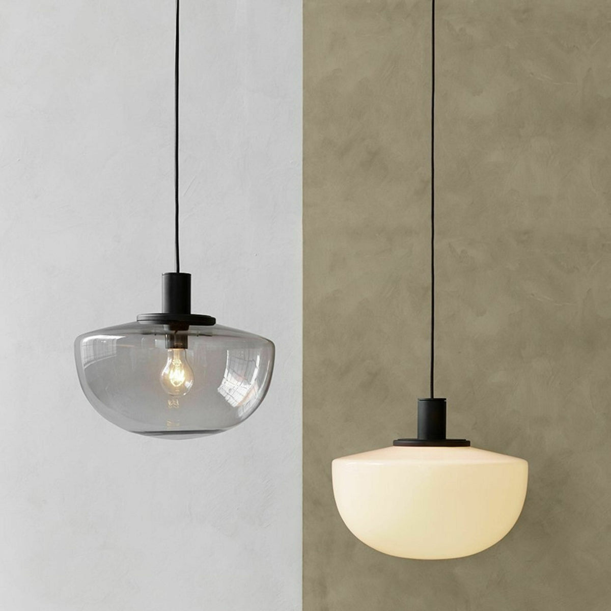 Suspension blanche en verre opaque Bank - Audo - The Cool Republic