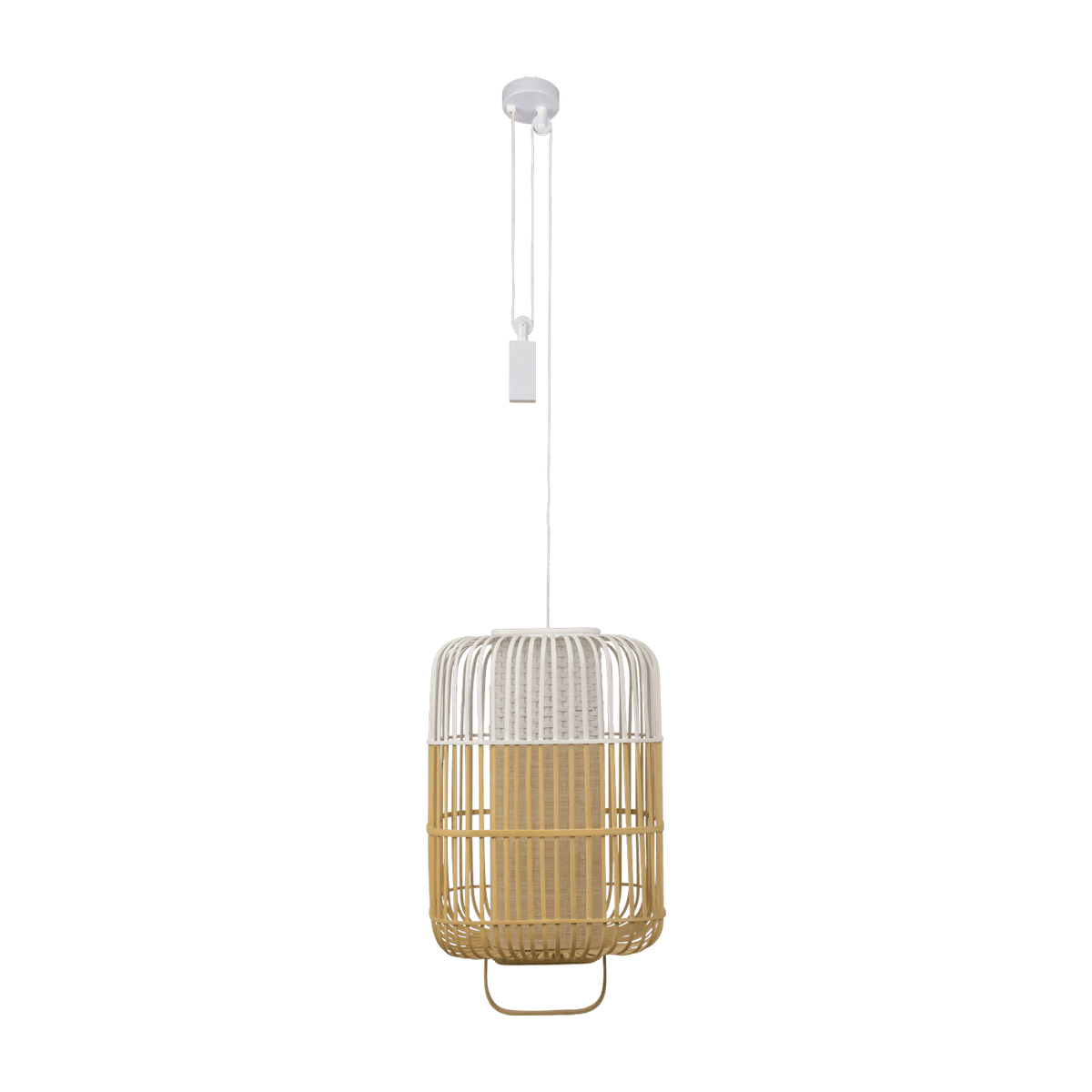 Suspension carré en bambou blanche L Bamboo Square - Forestier - The Cool Republic