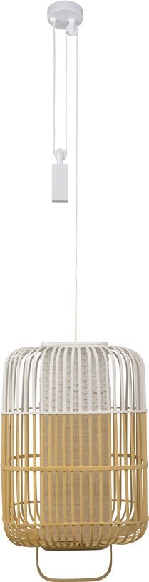 Suspension carré en bambou blanche L Bamboo Square - Forestier - The Cool Republic