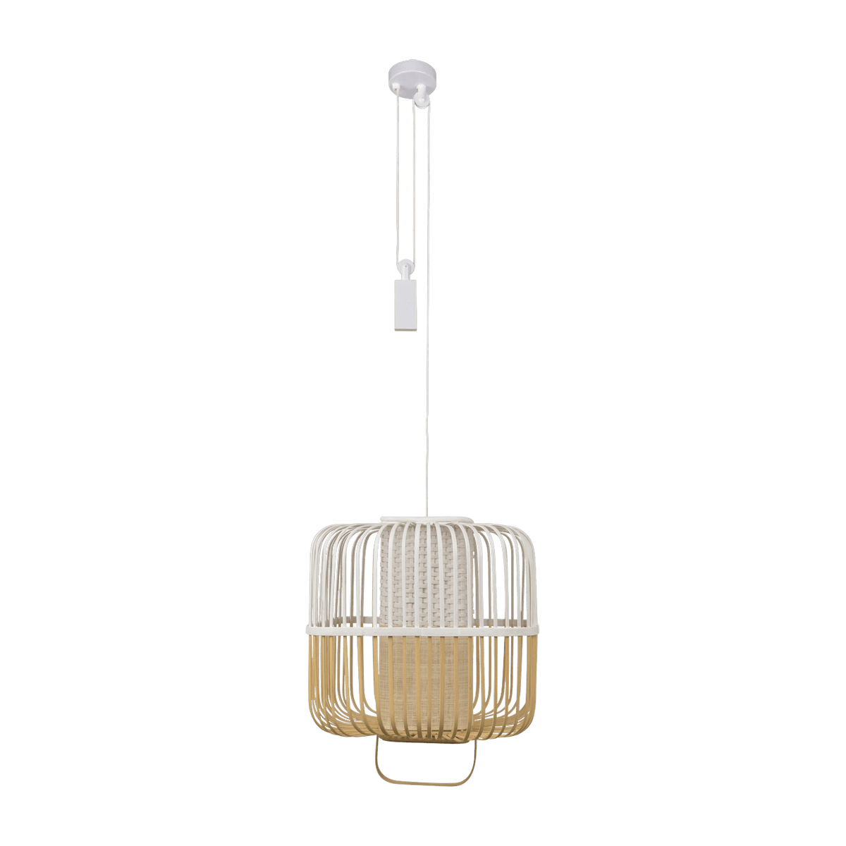 Suspension carré en bambou blanche M Bamboo Square - Forestier - The Cool Republic