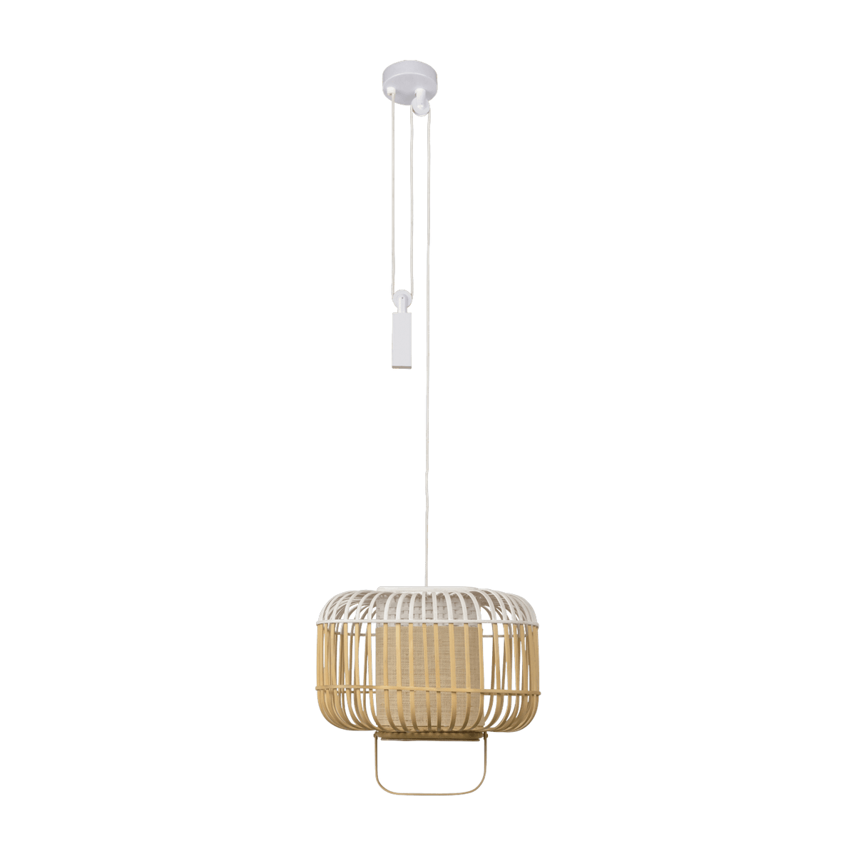 Suspension carré en bambou blanche S Bamboo Square - Forestier - The Cool Republic