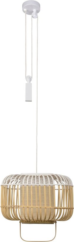 Suspension carré en bambou blanche S Bamboo Square - Forestier - The Cool Republic