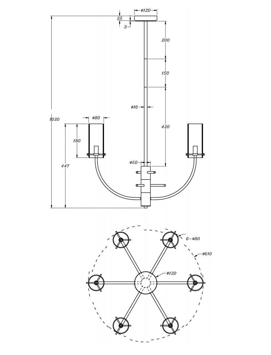 Suspension chandelier laiton Arco - Maytoni - The Cool Republic