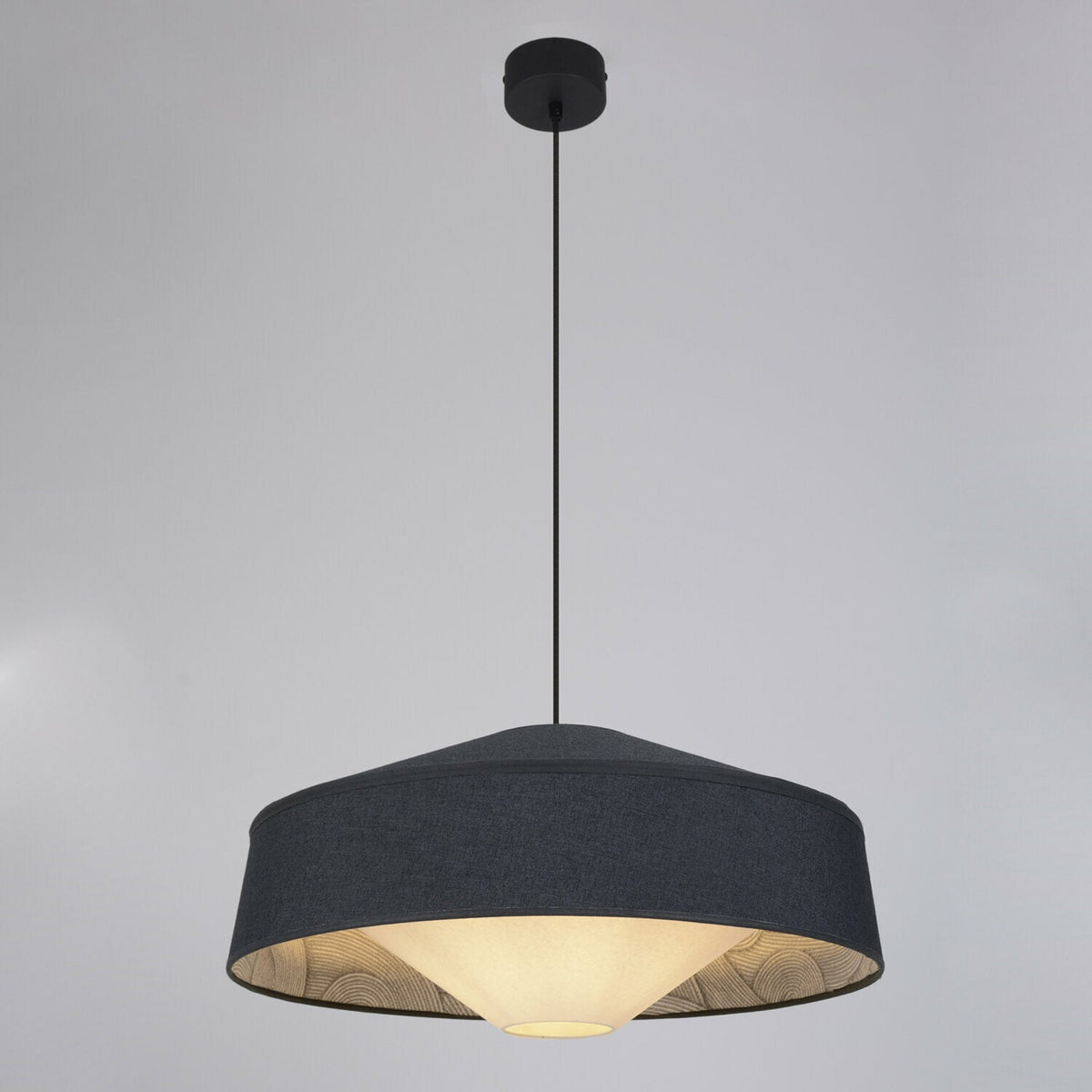 Suspension conique en métal et en tissu 58 cm Mokuzai - Market set - The Cool Republic