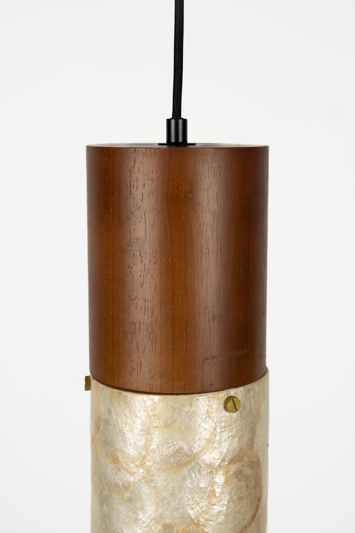 Suspension cylindrique en acrylique et bois de chêne marron 12cm Beam - Dutchbone — vue 3