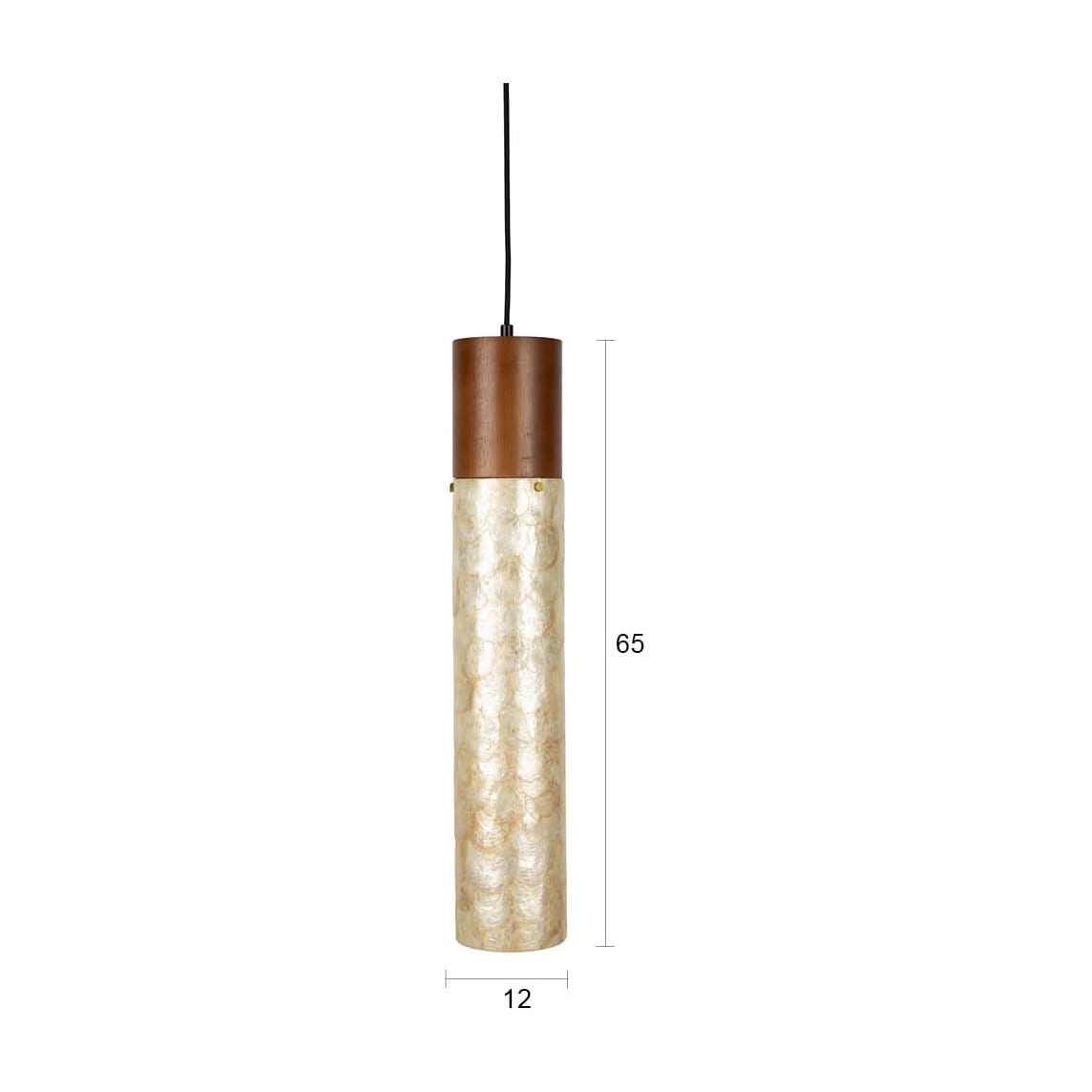 Suspension cylindrique en acrylique et bois de chêne marron 12cm Beam - Dutchbone — vue 7