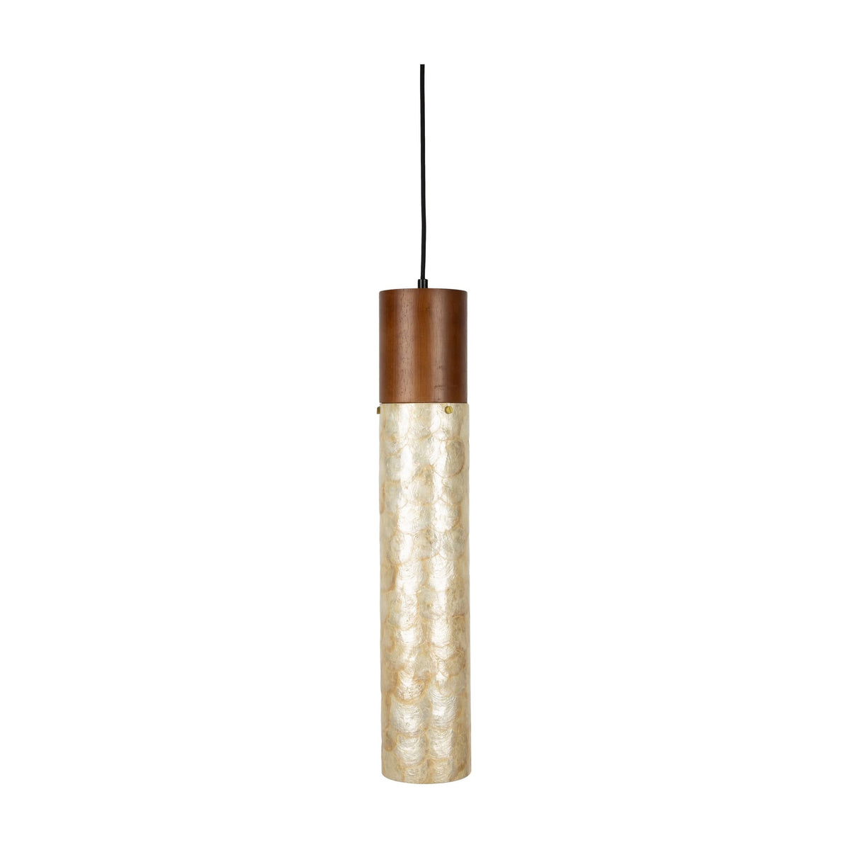Suspension cylindrique en acrylique et bois de chêne marron 12cm Beam - Dutchbone