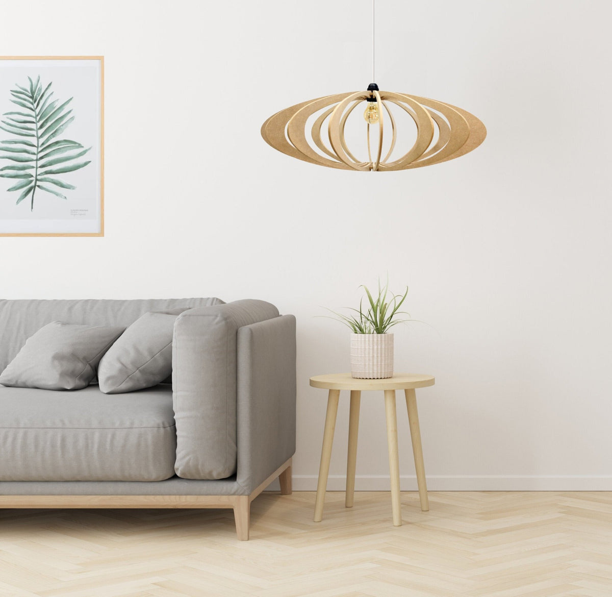 Suspension Design wood 70cm cable linen ROLLING - RIF - The Cool Republic