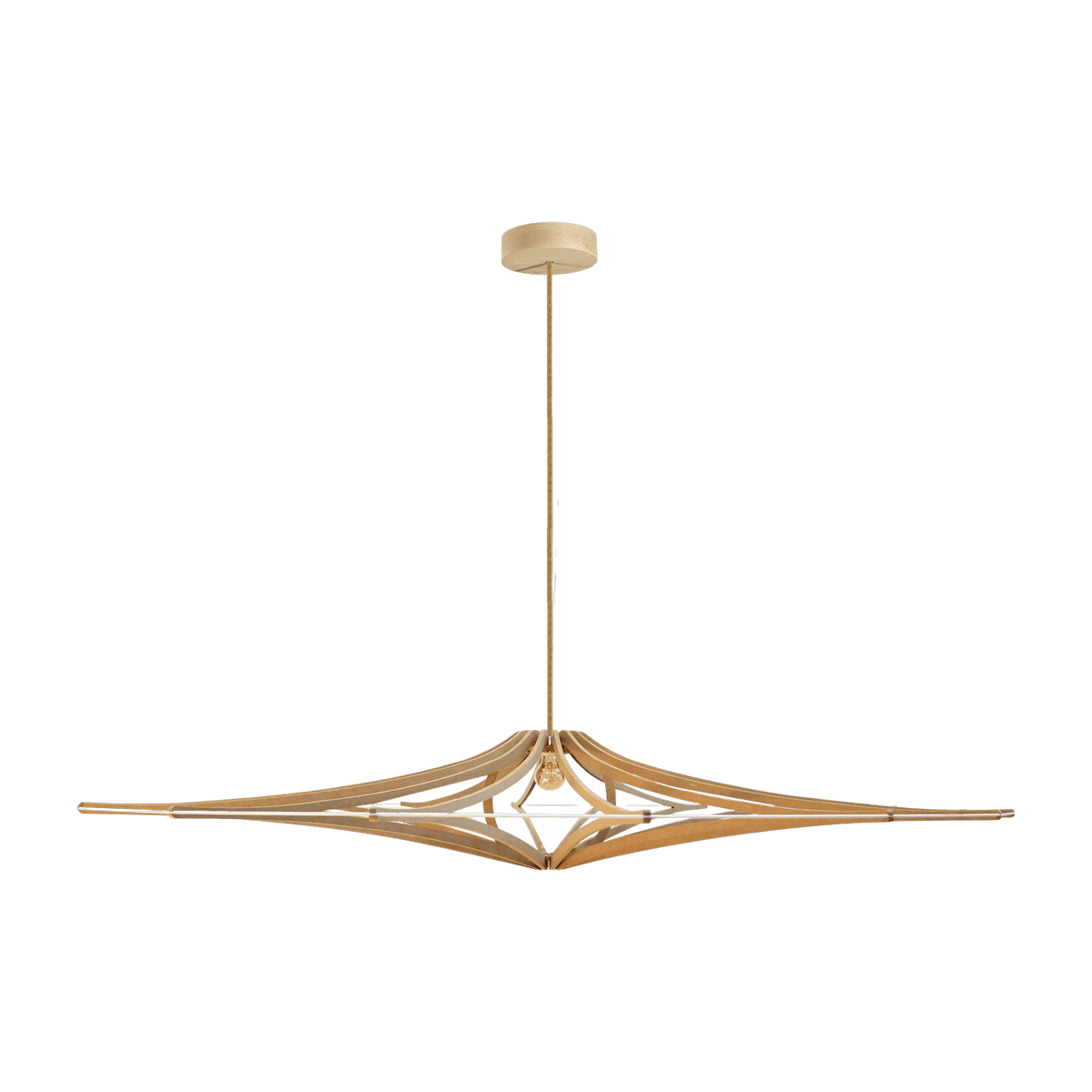 Suspension Design bois et blanc 124 cm câble lin SINGING BRUT - RIF - The Cool Republic