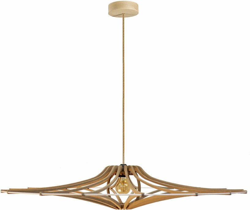 Suspension Design bois et blanc 65cm câble lin SINGING BRUT - RIF - The Cool Republic