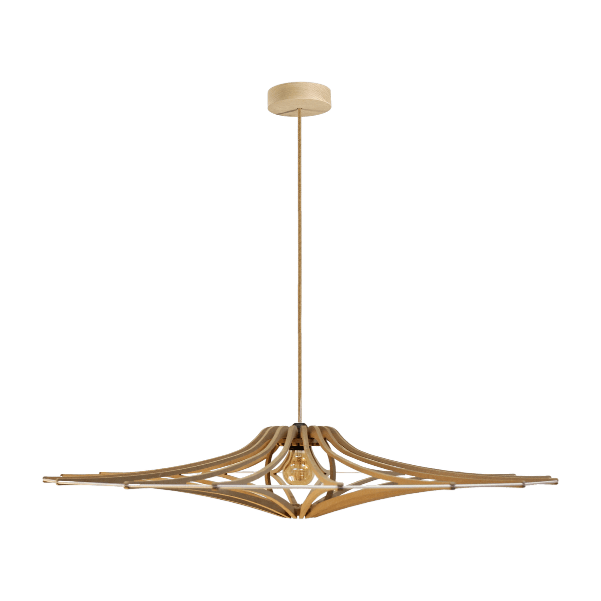Suspension Design bois et blanc 65cm câble lin SINGING BRUT - RIF - The Cool Republic