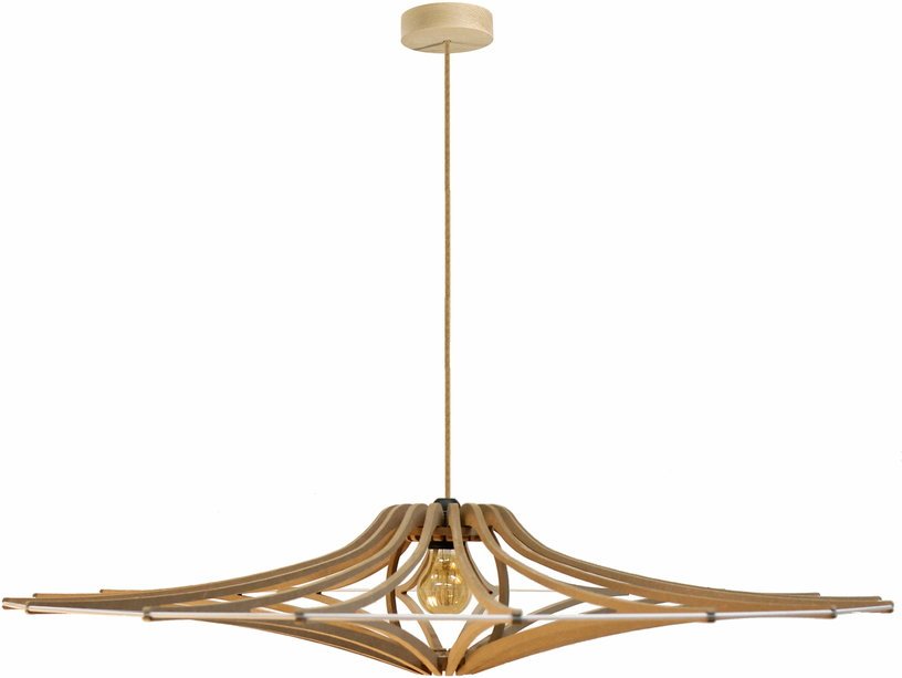 Suspension Design bois et blanc 90cm câble lin SINGING BRUT - RIF - The Cool Republic
