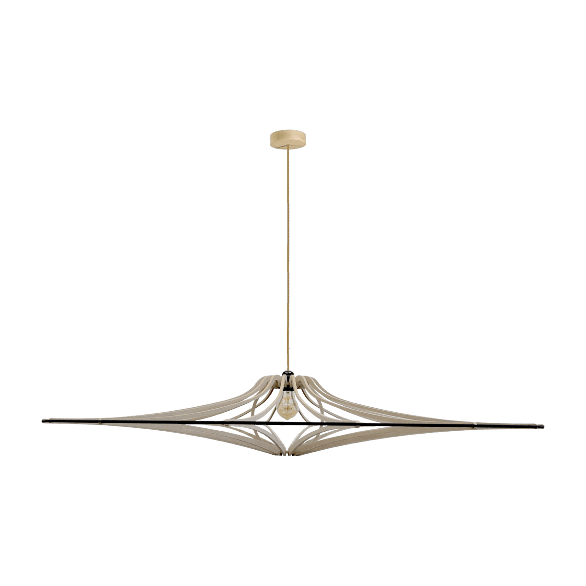 Suspension Design bois et noir 124 cm câble lin SINGING BRUT - RIF - The Cool Republic