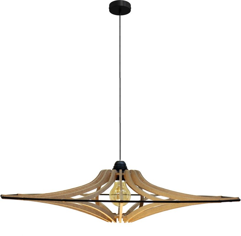 Suspension Design bois et noir 65cm câble coton SINGING BRUT - RIF - The Cool Republic