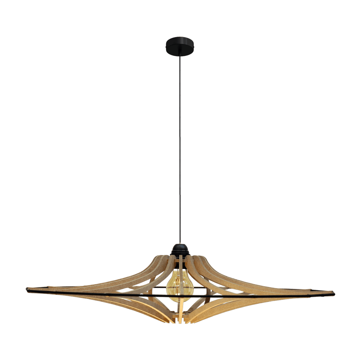 Suspension Design bois et noir 65cm câble coton SINGING BRUT - RIF - The Cool Republic